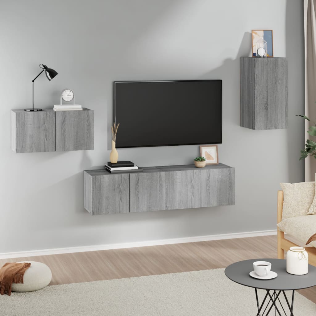4 Piece Tv Cabinet Set Engineered Wood