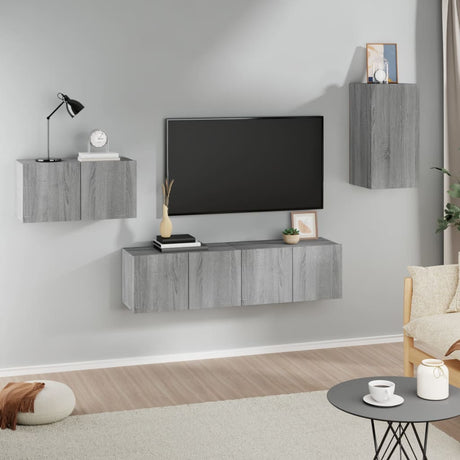4 Piece Tv Cabinet Set Engineered Wood