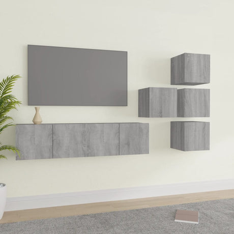 6 Piece Tv Cabinet Set Engineered Wood