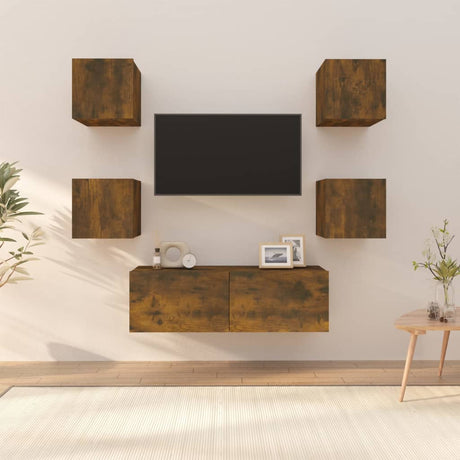 6 Piece Tv Cabinet Set Engineered Wood