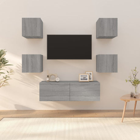 6 Piece Tv Cabinet Set Engineered Wood