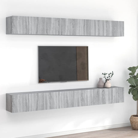 6 Piece Tv Cabinet Set Engineered Wood