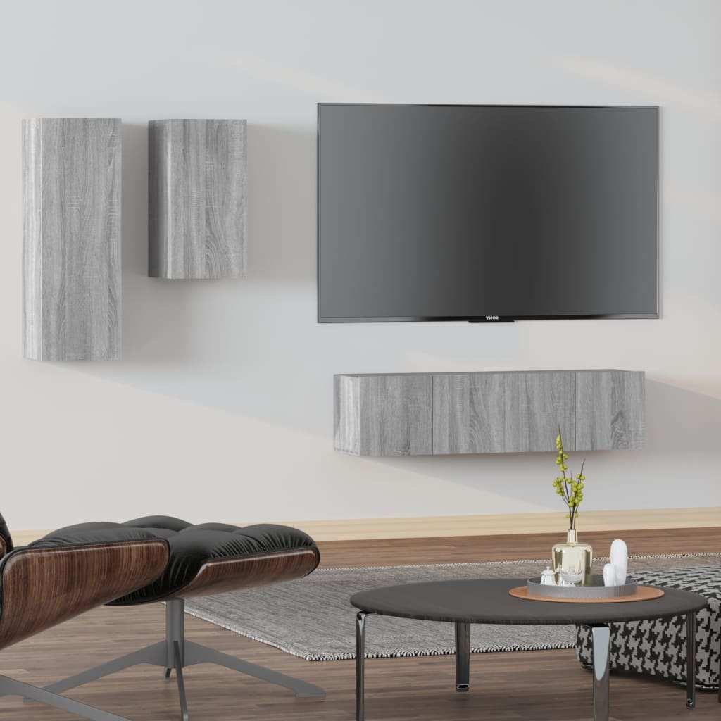 4 Piece Tv Cabinet Set Engineered Wood
