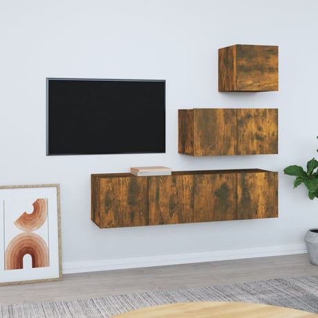 4 Piece Tv Cabinet Set Engineered Wood