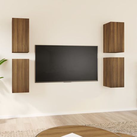 4 Piece Tv Cabinet Set 30.5X30X Engineered Wood,  Wall-Mounted Tv Cabinets - 2 Pcs , 30.5X30X, Made From Engineered Wood