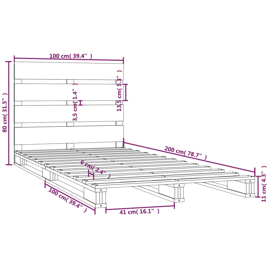 Bed Frame Without Mattress Solid Wood Pine
