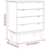 Drawer Cabinet OTTA 76.5x39.5x90cm Solid Wood Pine