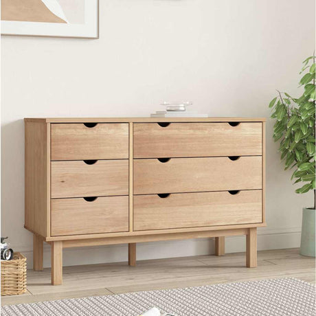 Drawer Cabinet Otta Brown&Grey 111X43X73.5Cm Solid Wood Pine