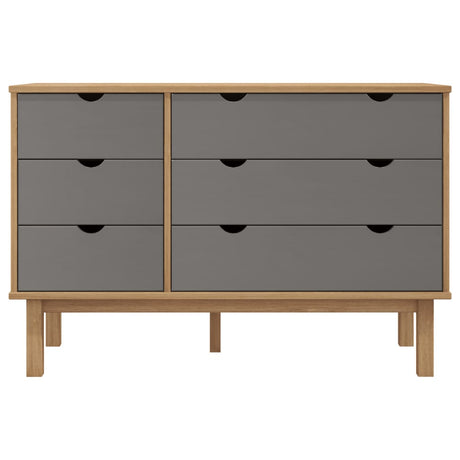 Drawer Cabinet Otta Brown&Grey 111X43X73.5Cm Solid Wood Pine