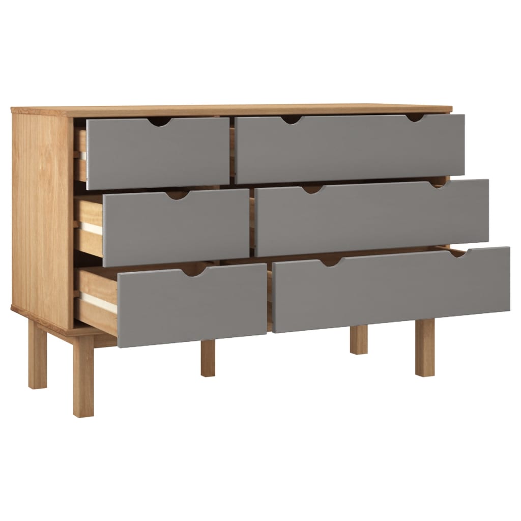 Drawer Cabinet Otta Brown&Grey 111X43X73.5Cm Solid Wood Pine