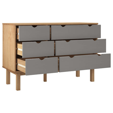 Drawer Cabinet Otta Brown&Grey 111X43X73.5Cm Solid Wood Pine