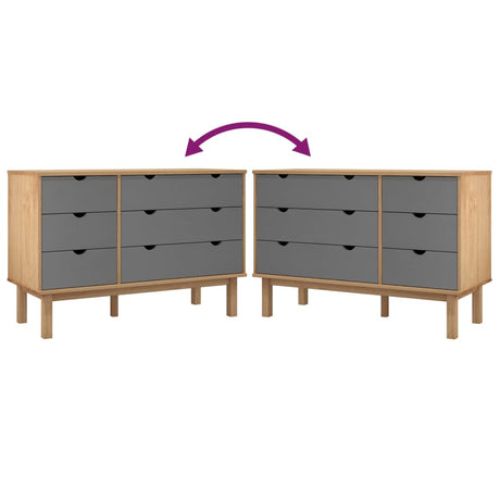 Drawer Cabinet Otta Brown&Grey 111X43X73.5Cm Solid Wood Pine