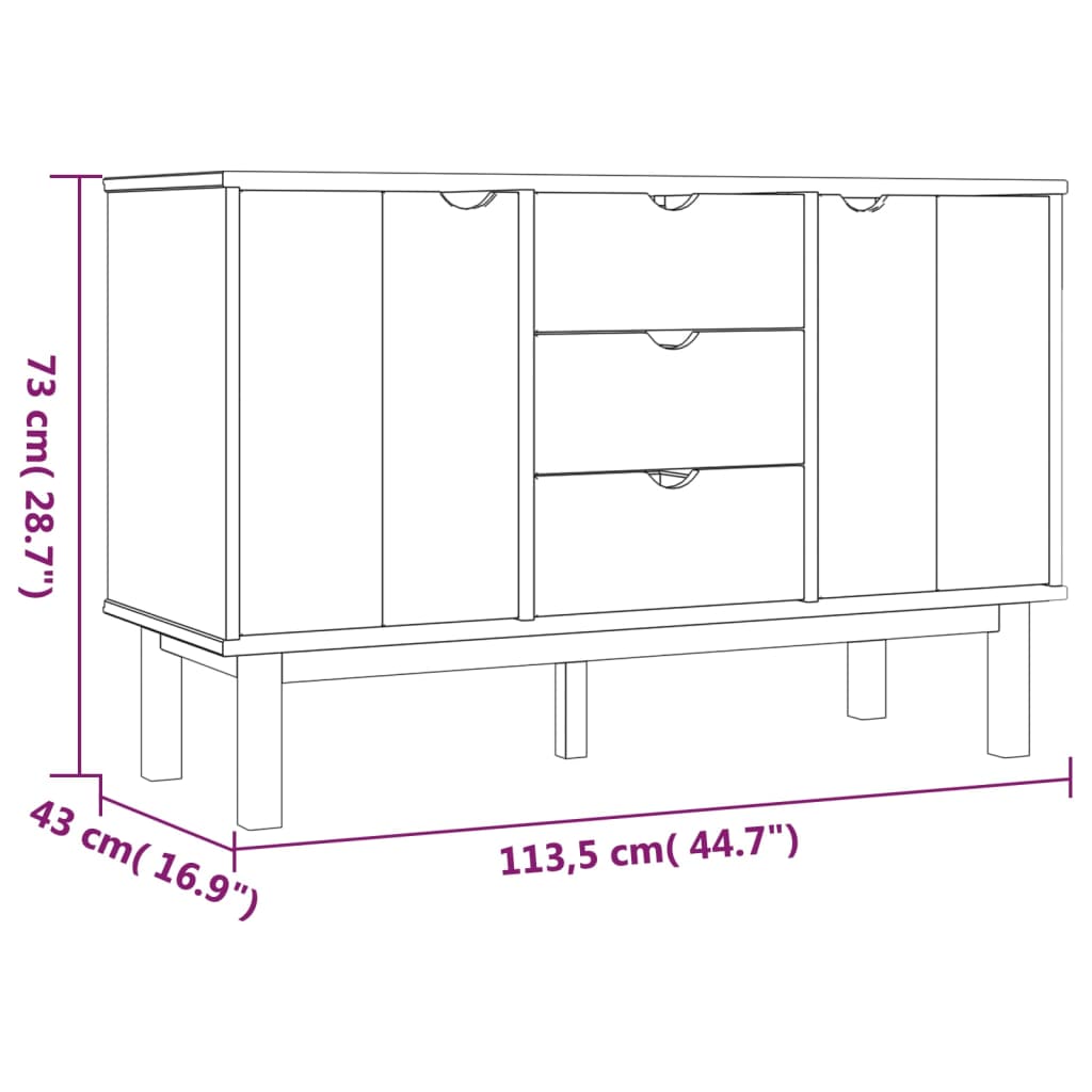Sideboard Otta 113.5X43X73 Cm Solid Wood Pine