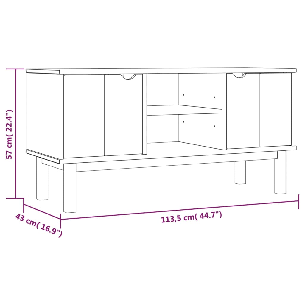 Tv Cabinet Otta 113.5X43X57 Cm Solid Wood Pine