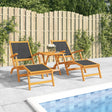 Outdoor Deck Chair With Table Solid Wood Acacia And Textilene