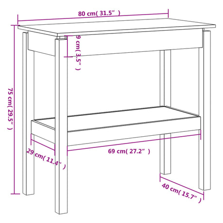 Console Table 80X40X75 Cm Solid Wood Pine