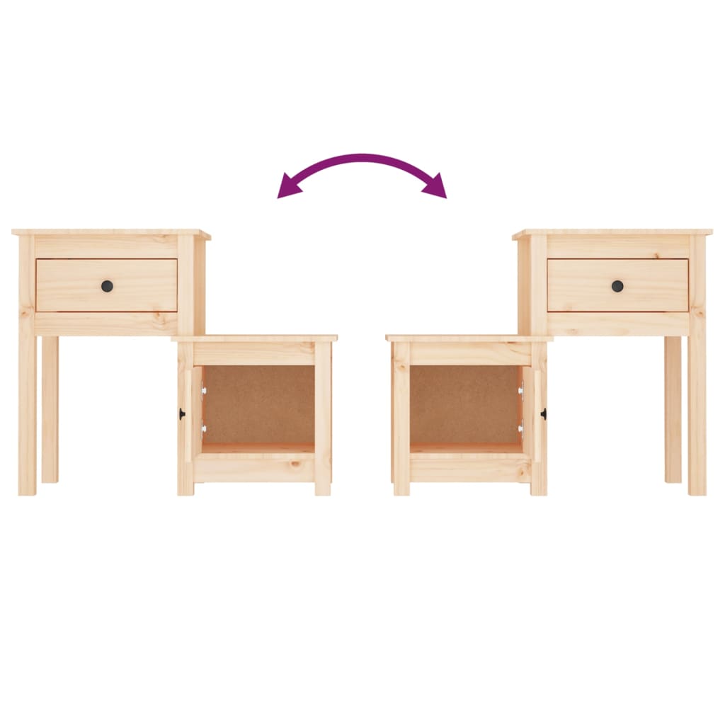 Bedside Cabinet 79.5X38X65.5 Cm Solid Wood Pine