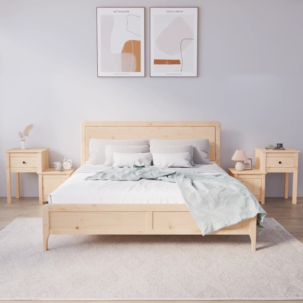 Bedside Cabinet 79.5X38X65.5 Cm Solid Wood Pine