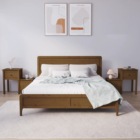 Bedside Cabinet 79.5X38X65.5 Cm Solid Wood Pine