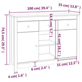 Sideboard 100X35X74,5 Cm Solid Wood Pine