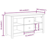 TV Cabinet White 103x36.5x52 cm Solid Wood Pine