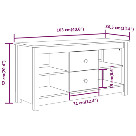 Tv Cabinet 103X36.5X52 Cm Solid Wood Pine