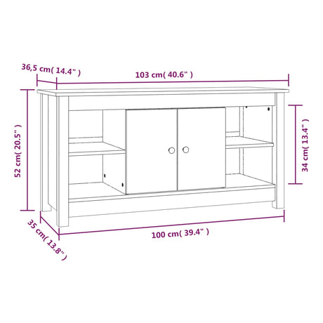 Tv Cabinet 103X36,5X52 Cm Solid Wood Pine
