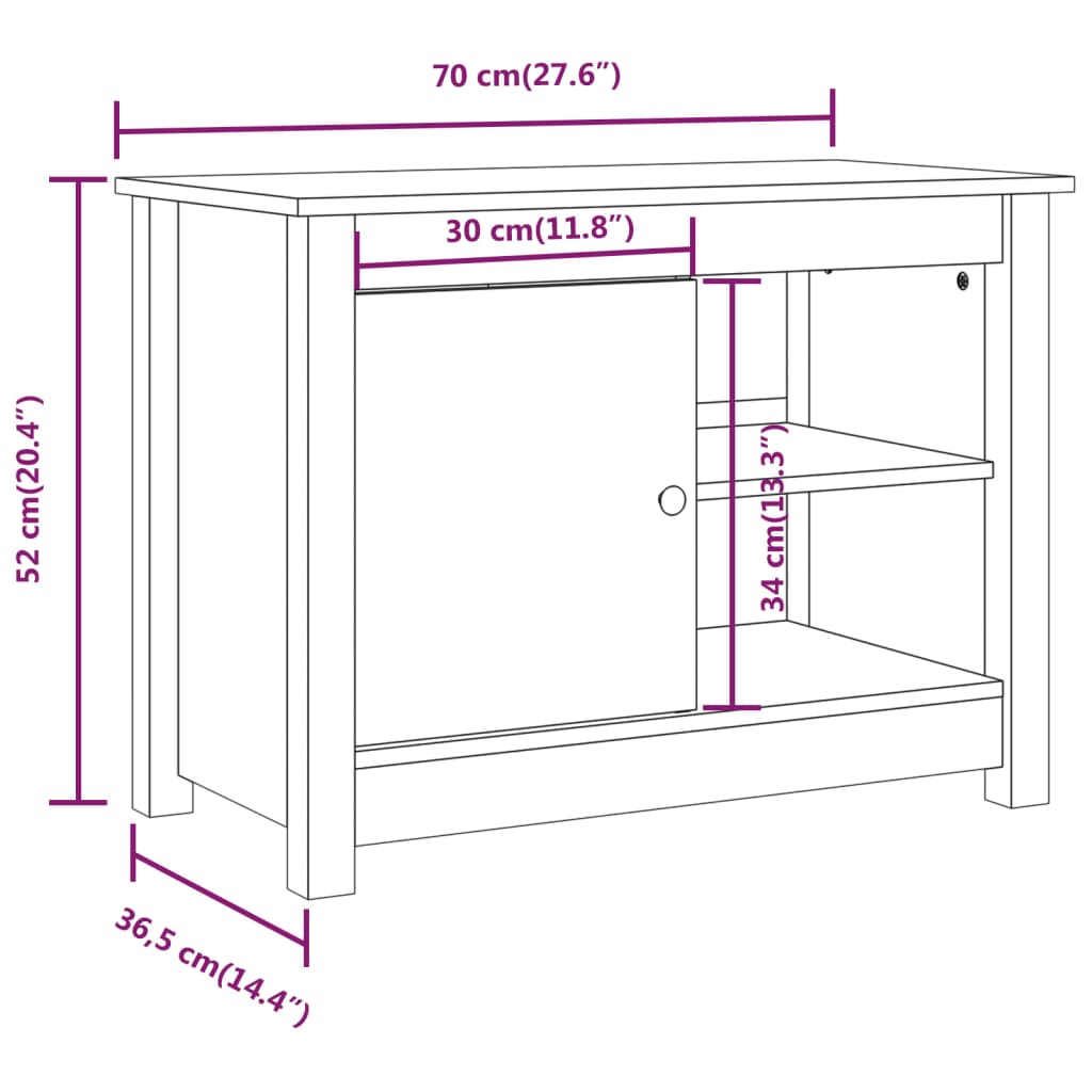 Tv Cabinet 70X36.5X52 Cm Solid Wood Pine