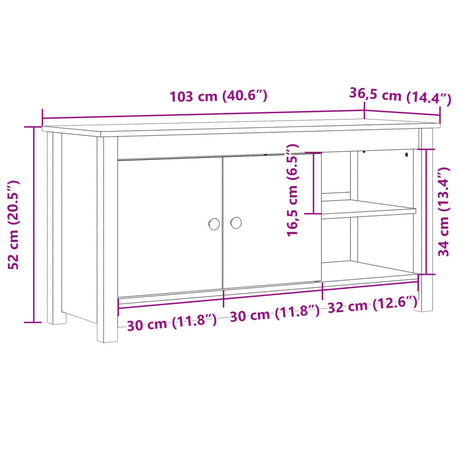 Tv Cabinet 103X36.5X52 Cm Solid Wood Pine