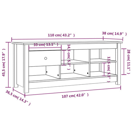 Shoe Cabinet 110X38X45.5 Cm Solid Wood Pine