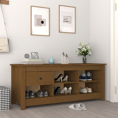Shoe Cabinet 110X38X45.5 Cm Solid Wood Pine