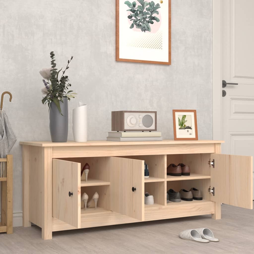 Shoe Cabinet 110X38X45.5 Cm Solid Wood Pine