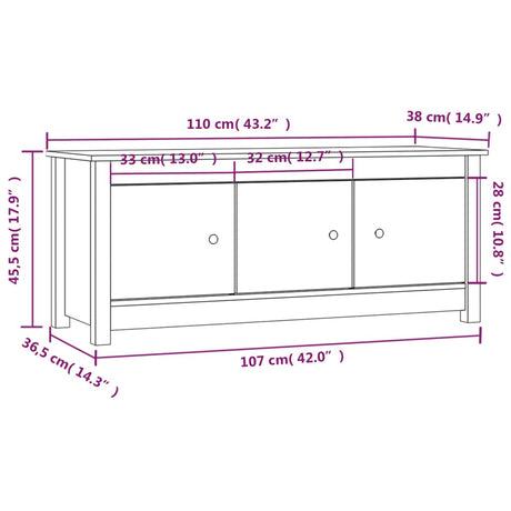 Shoe Cabinet 110X38X45.5 Cm Solid Wood Pine