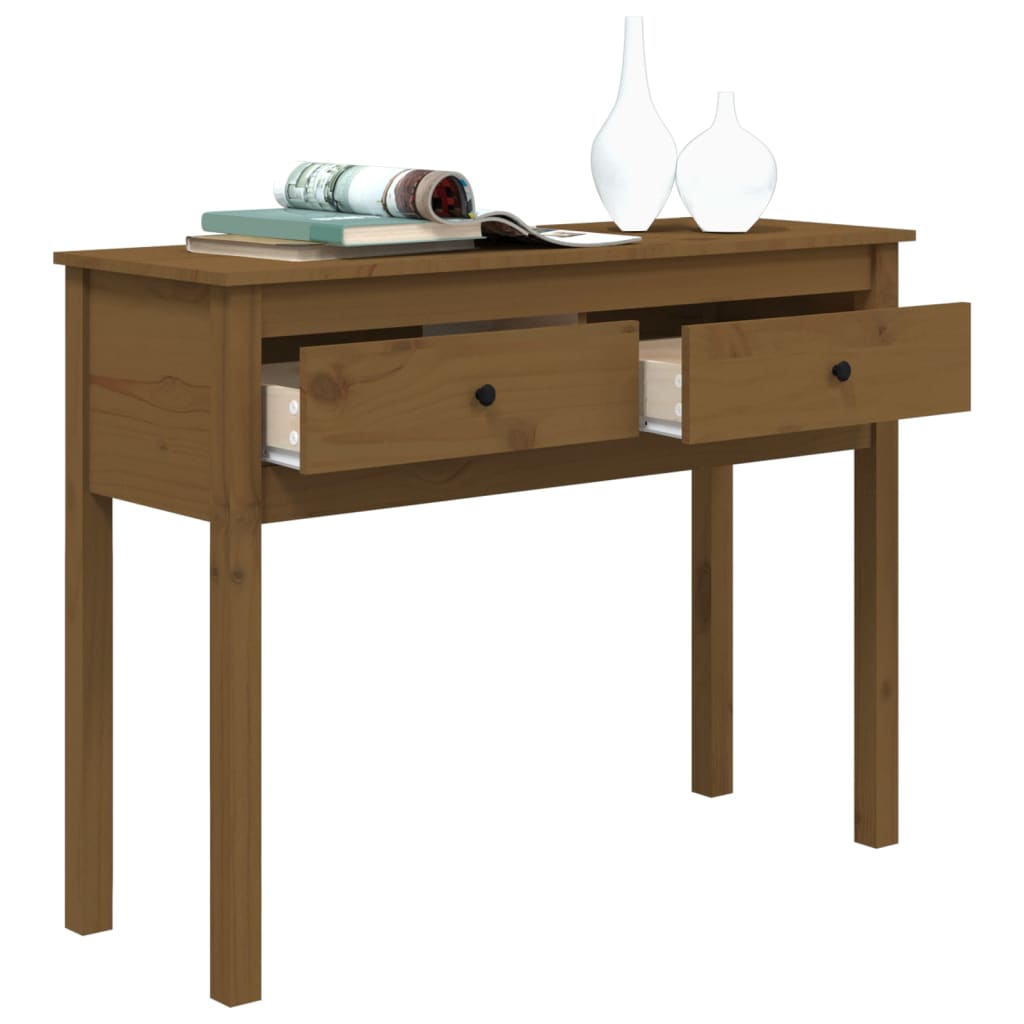 Console Table Honey Brown 100x35x75 cm Solid Wood Pine