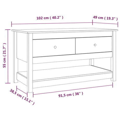 Coffee Table 102X49X55 Cm Solid Wood Pine