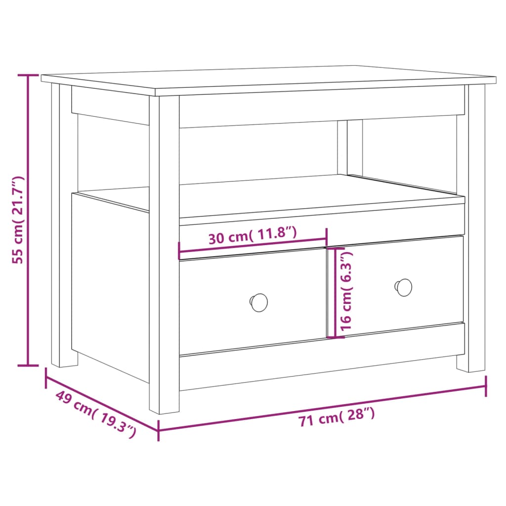 Coffee Table 71X49X55 Cm Solid Wood Pine