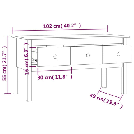 Coffee Table 102X49X55 Cm Solid Wood Pine