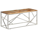 Coffee Table Silver Stainless Steel And Solid Reclaimed