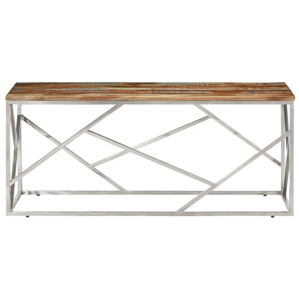 Coffee Table Silver Stainless Steel And Solid Reclaimed