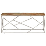 Coffee Table Silver Stainless Steel And Solid Reclaimed