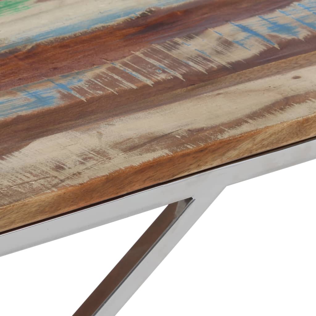 Coffee Table Silver Stainless Steel And Solid Reclaimed