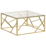 Coffee Table Gold Stainless Steel and Tempered Glass