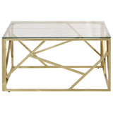 Coffee Table Gold Stainless Steel and Tempered Glass