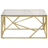Coffee Table Gold Stainless Steel and Tempered Glass