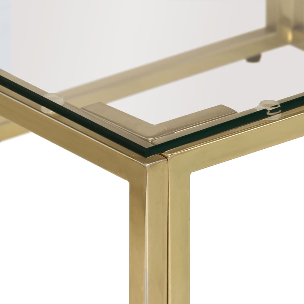 Coffee Table Gold Stainless Steel and Tempered Glass