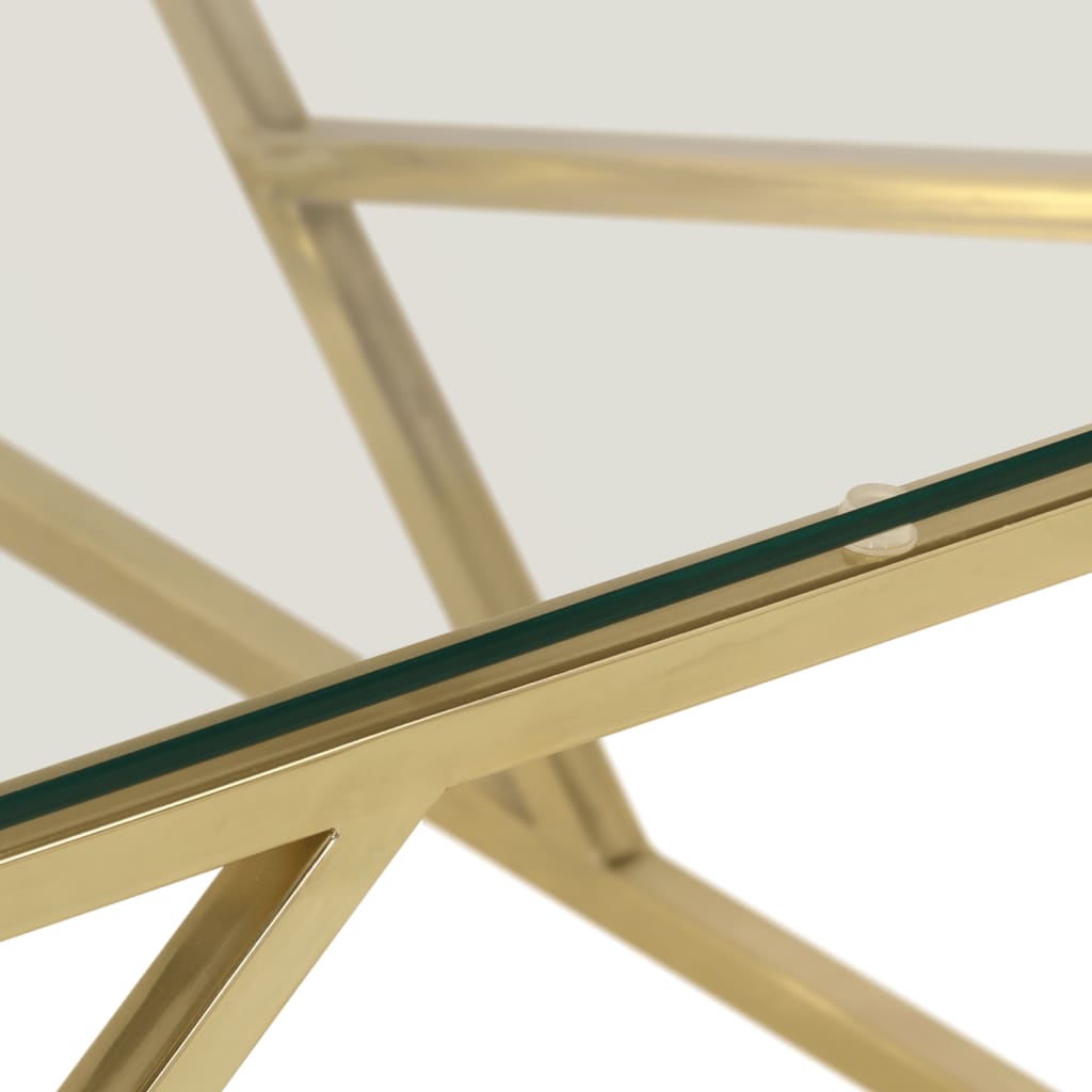Coffee Table Gold Stainless Steel and Tempered Glass