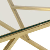 Coffee Table Gold Stainless Steel and Tempered Glass