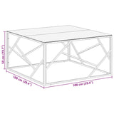 Coffee Table Stainless Steel And Tempered