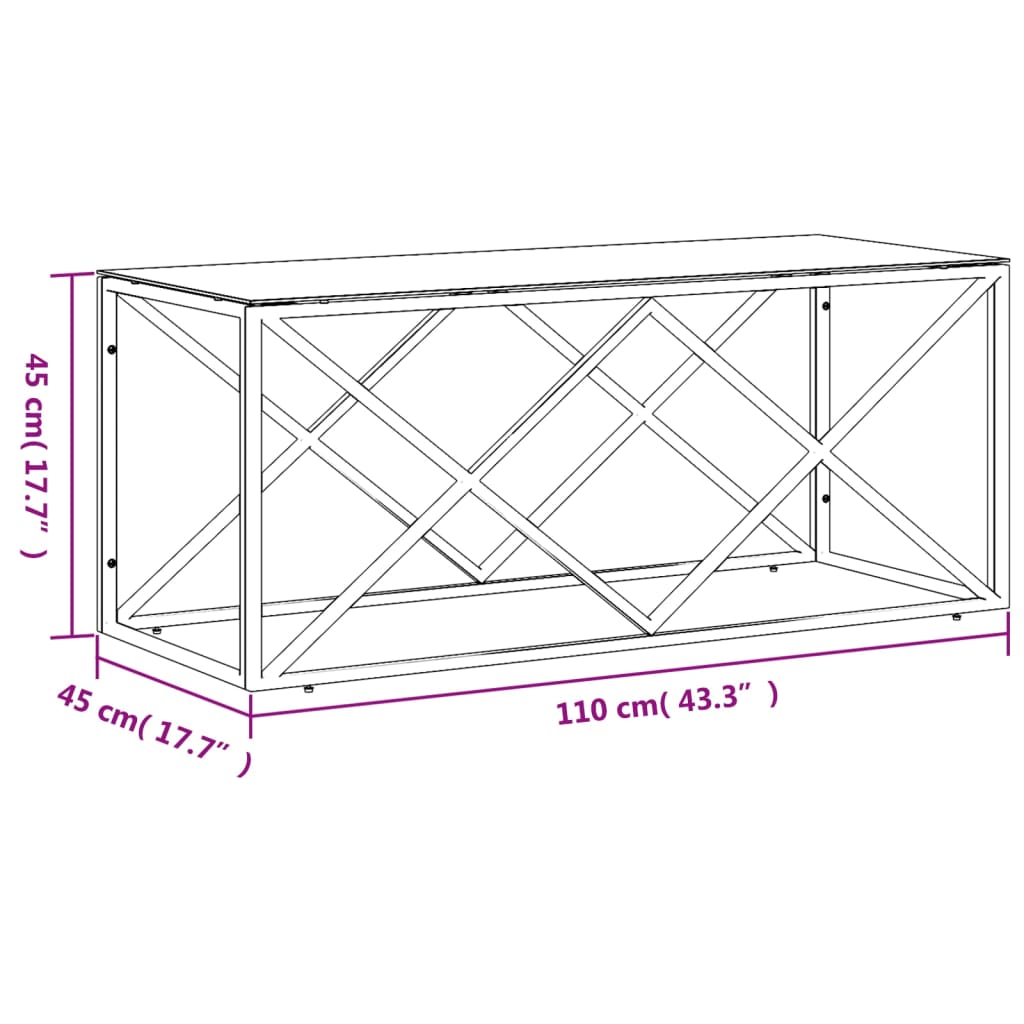 Coffee Table 110X45X45 Cm Stainless Steel And