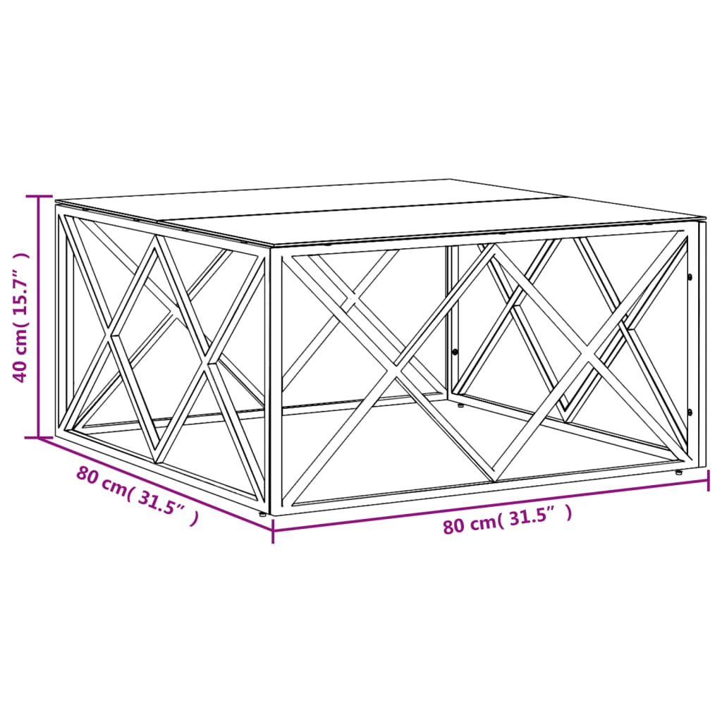 Coffee Table 80X80X40 Cm Stainless Steel And